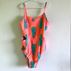 Old navy pineapple one piece bathing suit kids size XL
